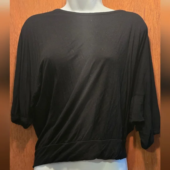 Kenar Women's Black Drop Shoulder draped Back Top SzL - Picture 2 of 6